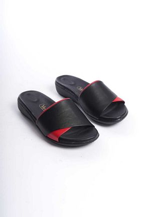 دمپائی مشکی زنانه چرم خالص NALİCİLER - کد 823253423