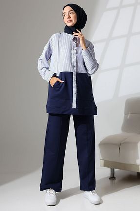 ست بالاتنه و پائین تنه حجاب سرمه ای زنانه Relaxed Mihran Butik - کد 841530317