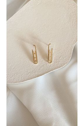 گوشواره جواهر طلائی زیرکن Muse Sister - کد 785396448