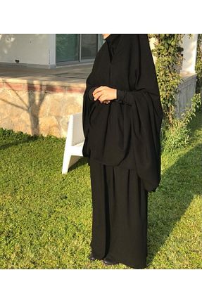 کلاه و ابایا مشکی زنانه مخلوط پلی استر NAKŞİDİL - کد 349100114