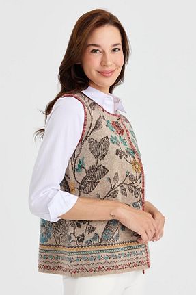 جلیقه بژ زنانه رگولار Desen Triko - کد 750016069