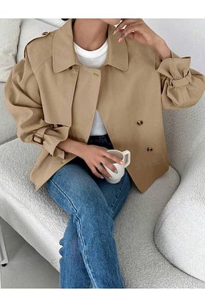 ترنچکت قهوه ای زنانه بدون آستر POD - کد 851209443