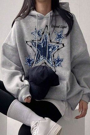 سوئیشرت طوسی زنانه چاپی uyguntarz - کد 858282523