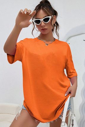 تیشرت نارنجی زنانه اورسایز uyguntarz - کد 741756913
