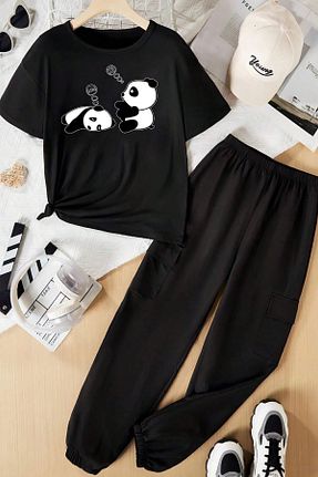 ست کرمکن اسپرت مشکی بچه گانه پنبه ای uyguntarz - کد 802549083