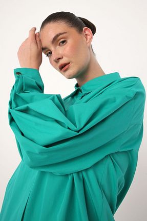 پیراهن حجاب سبز زنانه اورسایز ALLDAY - کد 650053048