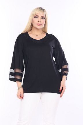 بلوز سایز بزرگ مشکی زنانه سایز بزرگ garajmood - کد 801869509