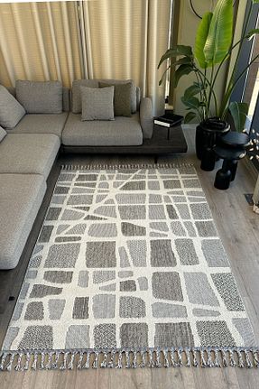 فرش طوسی قابل شستشو Cool Halı - کد 839605240