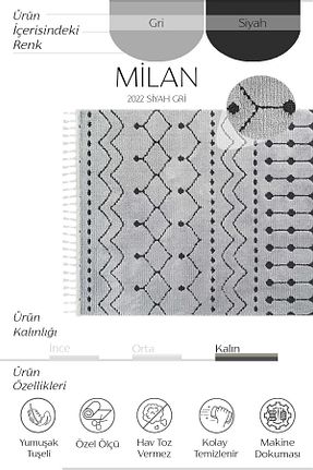 فرش مشکی قابل شستشو Cool Halı - کد 348904849