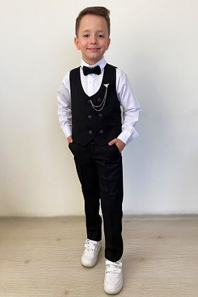کت و شلوار مشکی بچه گانه یقه کتی Pina Kids - کد 847059875