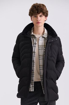 کاپشن مشکی مردانه رگولار Jakamen - کد 818468309