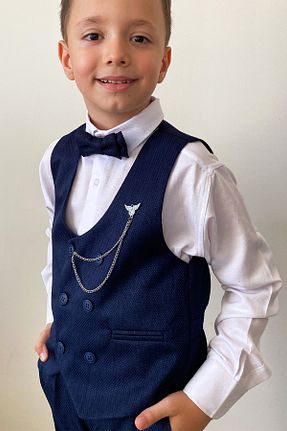 کت و شلوار سرمه ای بچه گانه یقه کتی Pina Kids - کد 847059502