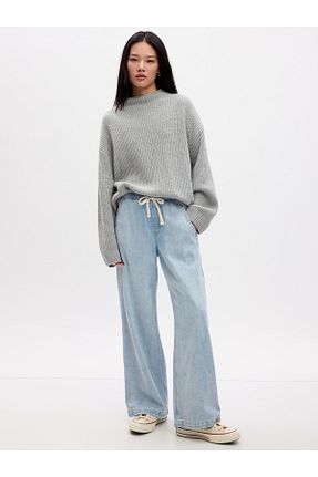شلوار جین سرمه ای زنانه پاچه گشاد GAP - کد 812329171