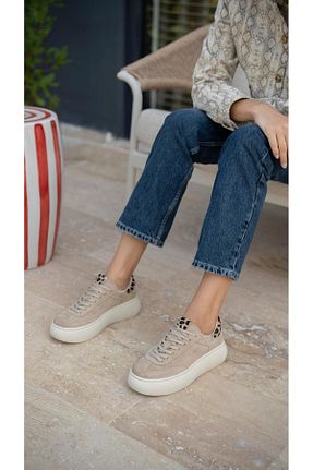 کفش اسنیکر بژ زنانه چرم اصل ECENİN BUTİĞİ - کد 858574430