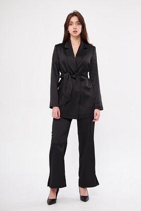 کت و شلوار مشکی زنانه یقه کتی LOVELF - کد 819377547