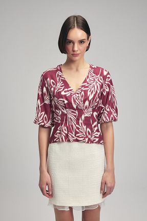بلوز بنفش زنانه طرح دار adL - کد 809628346