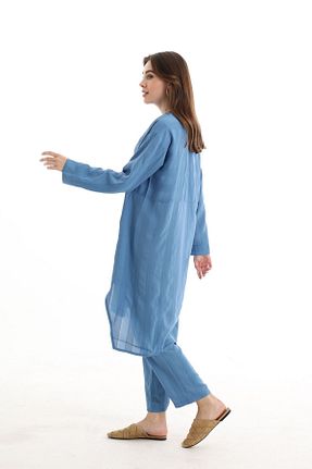 شلوار حجاب آبی زنانه مخلوط ویسکون QANU - کد 279593574