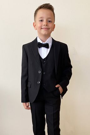 کت و شلوار مشکی بچه گانه یقه کتی Pina Kids - کد 857103026