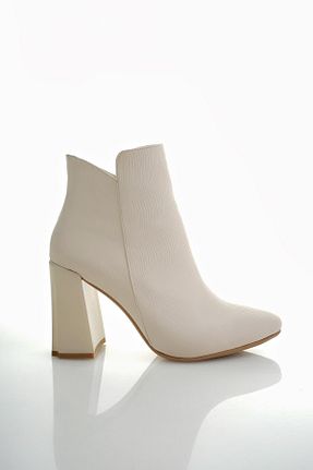 بوت / نیم بوت بژ زنانه چرم مصنوعی Muggo - کد 858281450