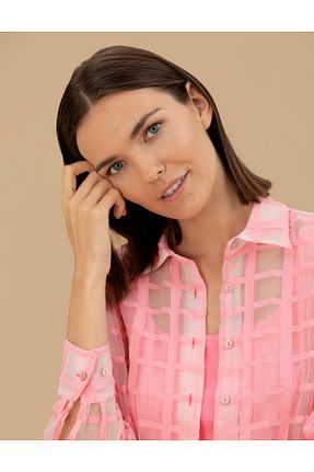 پیراهن صورتی زنانه یقه پیراهنی Pierre Cardin - کد 833030892