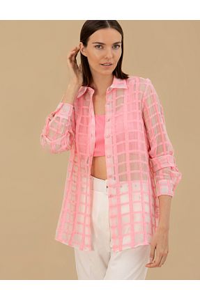 پیراهن صورتی زنانه یقه پیراهنی Pierre Cardin - کد 833030892