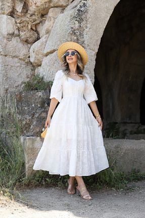 لباس سفید زنانه بافتنی bytugcekaya - کد 836983478