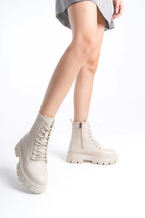 بوت / نیم بوت بژ زنانه چرم مصنوعی CAMOLLA - کد 850219157