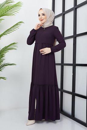 مانتو بلند حجاب بنفش زنانه hafsamina - کد 742995729