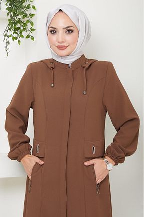 مانتو بلند حجاب قهوه ای زنانه hafsamina - کد 841339649