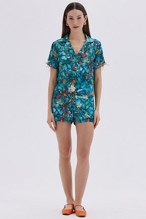 ست لباس راحتی آبی زنانه طرح دار Feu De Elu - کد 833173408