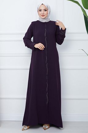 مانتو بلند حجاب بنفش زنانه hafsamina - کد 806349601