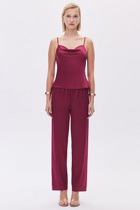 ست لباس راحتی زرشکی زنانه ساده Feu De Elu - کد 849135727