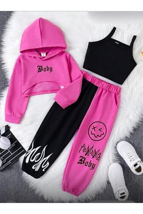 ست بالاتنه و پائین تنه صورتی بچه گانه لیکرا KOKOŞ BEBEK - کد 776483580