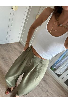 شلوار سبز زنانه کتان Bade Butik - کد 782444340