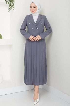 ست بالاتنه و پائین تنه حجاب طوسی زنانه رگولار hafsamina - کد 838170913