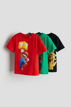 تیشرت رنگی بچه گانه یقه بند دار H&M - کد 858757602