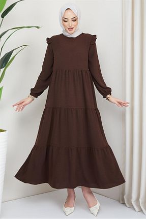 لباس حجاب قهوه ای زنانه رگولار hafsamina - کد 676297058