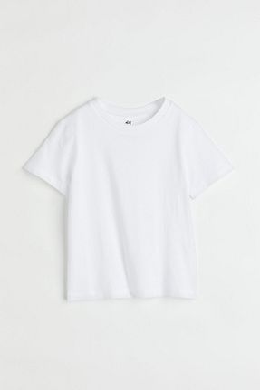 تیشرت سفید بچه گانه یقه دوچرخه H&M - کد 855805153