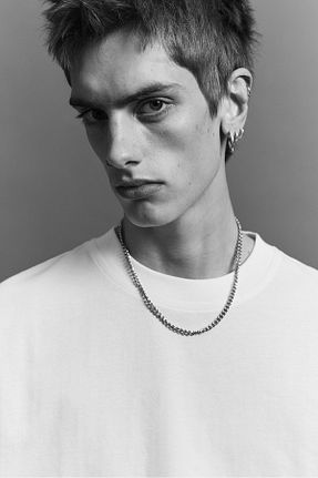 تیشرت سفید مردانه یقه دوچرخه H&M - کد 854149027