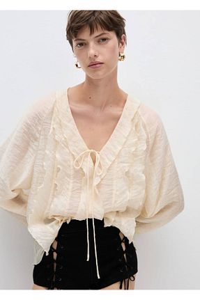 بلوز نباتی زنانه ساده MANGO - کد 850911519