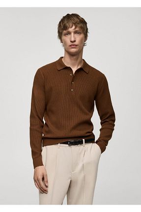 پلیور قهوه ای مردانه ساده MANGO Man - کد 847575459