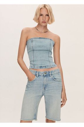 شلوارک و برمودا آبی زنانه Straight MANGO - کد 833125328