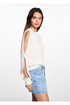 پلیور سفید زنانه ساده MANGO Teen - کد 839331770
