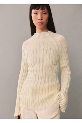پلیور نباتی زنانه ساده MANGO - کد 853618724