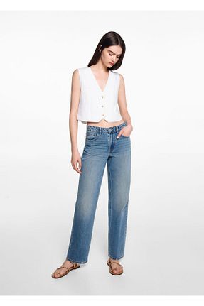 شلوار جین نارنجی زنانه رگولار MANGO Teen - کد 836631264