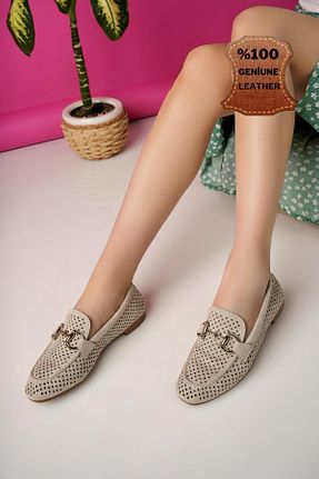 کفش لوفر بژ زنانه چرم خالص Muggo - کد 829218175