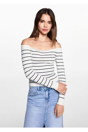 پلیور سفید زنانه رگولار MANGO Teen - کد 839335223