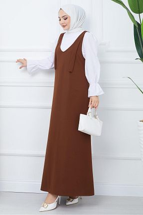 لباس حجاب قهوه ای زنانه Fitted hafsamina - کد 814658004