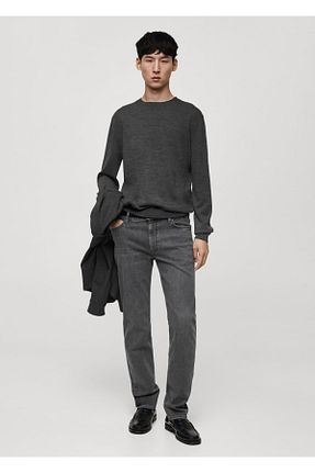 شلوار جین طوسی مردانه رگولار MANGO Man - کد 845216132