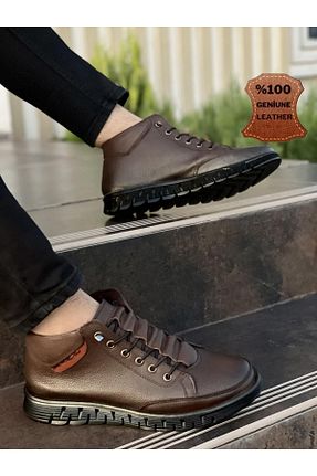 بوت / نیم بوت قهوه ای مردانه چرم خالص Muggo - کد 353779377